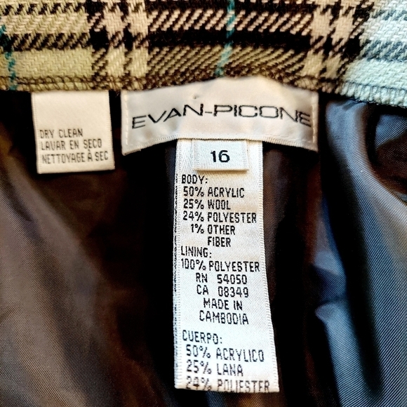 Evan Picone Blanket Wrap Maxi Skirt Green Plaid Wool-blend Fringed Lined Size 16 - Picture 10 of 12